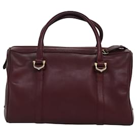 Cartier-CARTIER Boston Bag Leather Bordeaux Auth bs14552-Other