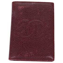 Chanel-CHANEL COCO Mark Card Case Caviar Skin Red CC Auth bs14453-Red