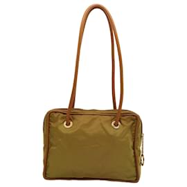Céline-CELINE Shoulder Bag Nylon Khaki Auth 75674-Khaki