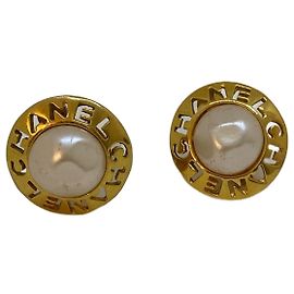 Pendientes Chanel metal dorado y perla de resina Dorado
