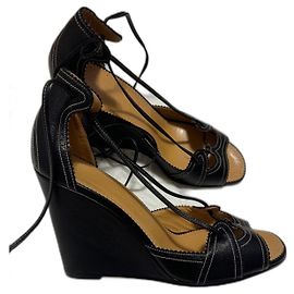 Hermès KIND sandals black leather size 38 Black