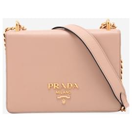 Prada-Neutral Saffiano chain shoulder flap bag-Other