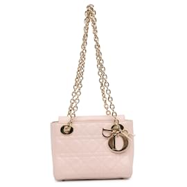 Dior-Dior Pink Lambskin Cannage Lady Dior lined Chain Bag-Pink