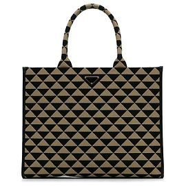 Prada Brown Large Triangolo Jacquard Symbole Tote Brown