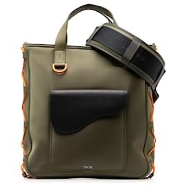 Dior-Dior Green x Sacai Saddle Tote-Green,Dark green