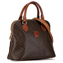 Céline-Celine Brown Macadam Dome Satchel-Brown