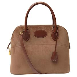 Hermès-NEW HERMES BOLIDE HANDBAG 32 IN DOBLIS calf leather AND BOX calf leather NEW HAND BAG PURSE-Brown