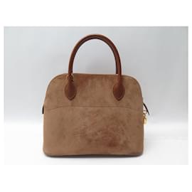 Hermès-NEW HERMES BOLIDE HANDBAG 32 IN DOBLIS calf leather AND BOX calf leather NEW HAND BAG PURSE-Brown