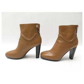 Hermès-HERMES SHOES CAMEL LEATHER ANKLE BOOTS SIZE 40 LEATHER SHOES BOOTS-Camel