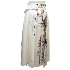 Christian Dior-NEUF JUPE CHRISTIAN DIOR JUPE PLISSEE A MOTIF OISEAUX ET FLEURS 38 M SKIRT-Écru