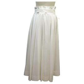 Christian Dior-NEW CHRISTIAN DIOR SKIRT PLEATED SKIRT WITH BIRDS AND FLOWERS PATTERN 38 M SKIRT-Cream