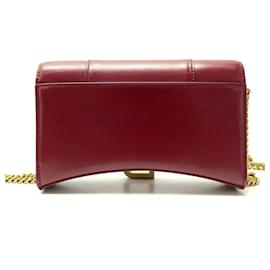 Balenciaga-NEW BALENCIAGA HOURGLASS HANDBAG 656050 WALLET WITH WOC CHAIN-Dark red