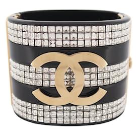 Chanel-NUOVO BRACCIALETTO ABC CON POLSINO CHANEL337 Metiers d'Art 2024 BRACCIALE CON STRASS LOGO CC-Nero