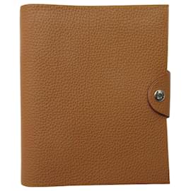Hermès-NEW HERMES ULYSSE PM NOTEBOOK COVER TOGO GOLD LEATHER BOX DIARY COVER-Brown