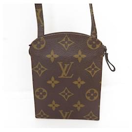 Louis Vuitton-MONEDERO SECRETO VINTAGE LOUIS VUITTON MONOGRAMA DE LONA BANDOLERA-Castaño