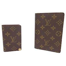 Louis Vuitton-VINTAGE LOT LOUIS VUITTON WALLET + PHOTO HOLDER MONOGRAM CANVAS WALLET SET-Brown