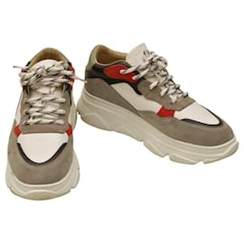 Autre Marque Makris Multicolor Leather and Suede Platform Sneakers 39 Multiple colors