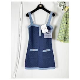 Chanel-New CC Buttons Quilted Dress-Blue