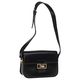 Céline-CELINE Sac Bandoulière Calèche Cuir Noir Auth bs14459-Noir