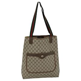Gucci-GUCCI GG Supreme Web Sherry Line Tote Bag PVC Red Beige 89 02 003 Auth ep4284-Red,Beige