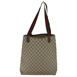 Gucci-GUCCI GG Supreme Web Sherry Line Tote Bag PVC Red Beige 89 02 003 Auth ep4284-Red,Beige