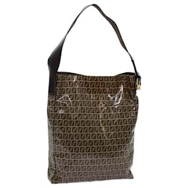 Fendi-FENDI Zucchino Canvas Shoulder Bag Beige Auth yk11646-Beige