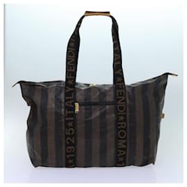 Fendi-FENDI Pecan Canvas Clutch Bag 2Set Black Brown Auth ep3904-Brown,Black