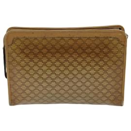 Céline-CELINE Macadam Canvas Clutch Bag Beige Auth 70658-Beige