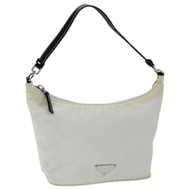 Prada-PRADA Shoulder Bag Nylon Leather White Black Auth 75215-Black,White