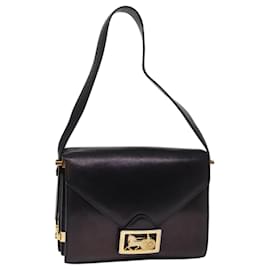 Céline-CELINE Horse Carriage Sac à Bandoulière Cuir Noir Auth 75266-Noir