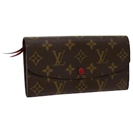 Louis Vuitton-LOUIS VUITTON Monogram Portefeuille Emilie Long Wallet Red M60697 LV Auth 69793-Red,Monogram