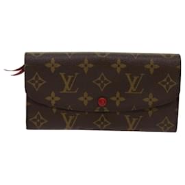 Louis Vuitton-LOUIS VUITTON Monogram Portefeuille Emilie Long Wallet Red M60697 LV Auth 69793-Red,Monogram