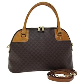 Céline-CELINE Macadam Canvas Hand Bag PVC 2way Brown Auth 75326-Brown