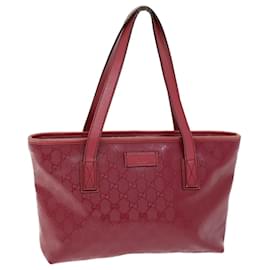 Gucci-GUCCI GG Canvas Tote Bag Red 211138 Auth hk1291-Red