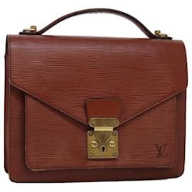 Louis Vuitton-LOUIS VUITTON Bolso de mano Epi Monceau Marrón M52123 LV Auth 74587-Castaño