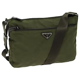 Prada-PRADA Shoulder Bag Nylon Khaki Auth 75576-Khaki
