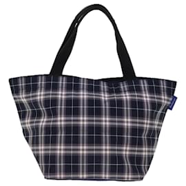 Autre Marque-Burberrys Blue Label Nova Check Tote Bag Nylon Navy Auth kk240-Navy blue