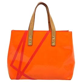 Louis Vuitton-LOUIS VUITTON Monogram Vernis Fluo Reade PM Hand Bag Red M91903 LV Auth 75654-Red,Orange