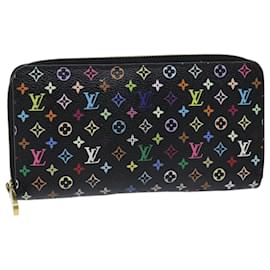 Louis Vuitton-LOUIS VUITTON Monogram Multicolor Zippy Wallet Black M60243 LV Auth 75413-Black