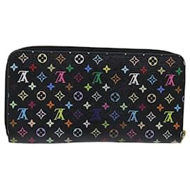 Louis Vuitton-LOUIS VUITTON Monogram Multicolor Zippy Wallet Black M60243 LV Auth 75413-Black