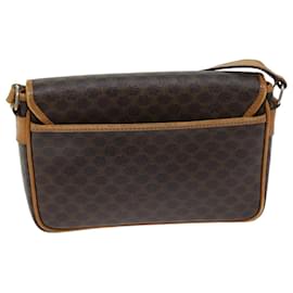 Céline-CELINE Macadam Canvas Shoulder Bag PVC Brown Auth 75567-Brown
