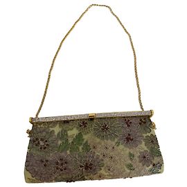 Autre Marque Bolsa Leu Locati verde de renda e cetim com strass Verde