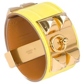Hermès Collar de perro de cocodrilo amarillo de joyería HERMES - 101923 Amarillo