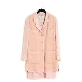 Chanel-Chanel PE1994 Ensemble FR40 Jacket Dress SS1994 Pink Linen Ensemble Jacket UK12 US10-Pink