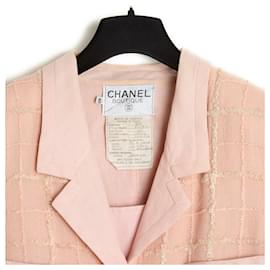 Chanel-Chanel PE1994 Ensemble FR40 Jacket Dress SS1994 Pink Linen Ensemble Jacket UK12 US10-Pink