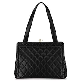 Chanel-Chanel Caviar Skin Coco Mark Matelasse Tote Bag in Very Good Condition-Black