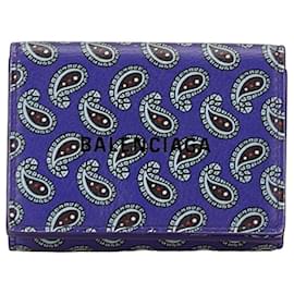 Balenciaga-Balenciaga Leather Cash Mini Wallet 594312 in Very Good Condition-Purple