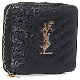 Yves Saint Laurent-Yves Saint Laurent Monogram Caviar Short Wallet  Leather Short Wallet in Good condition-Other