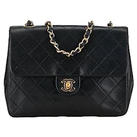 Chanel-Chanel Leather Coco Mark Mini Matelasse Chain Shoulder Bag in Good Condition-Black