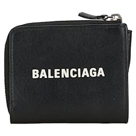 Balenciaga-Balenciaga Everyday Leather Card Case 505046 in Very Good Condition-Black